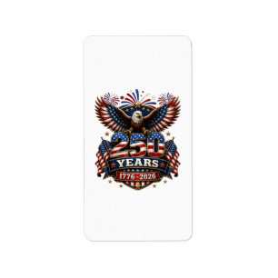 250 Years American 250th Anniversary 4th of July Label