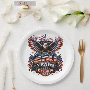 250 Years American 250th Anniversary 4th of July Paper Plate