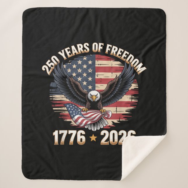 250 Years American 250th Anniversary US USA Flag 4 Sherpa Blanket (Front)