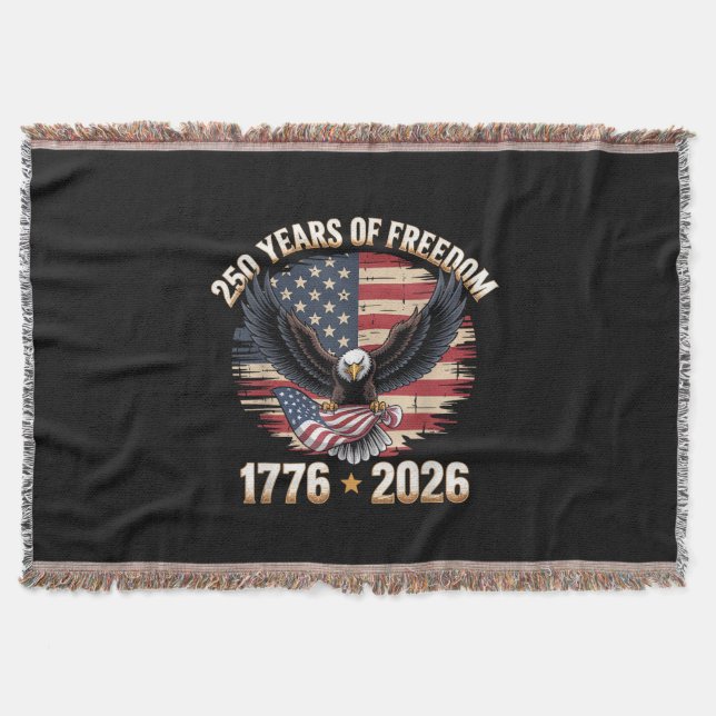250 Years American 250th Anniversary US USA Flag 4 Throw Blanket (Front)