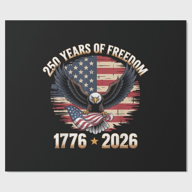 250 Years American 250th Anniversary US USA Flag 4 Wrapping Paper (Flat)