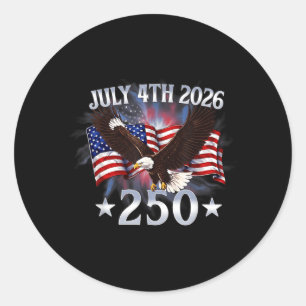 250 Years American 250th Anniversary USA Flag 4th Classic Round Sticker