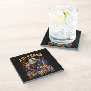250 Years American 250th Anniversary Usa Patriotic Glass Coaster