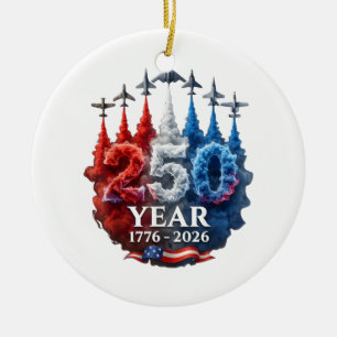 250 Years American 250th USA Patriotic 4th of July Ceramic Tree Decoration