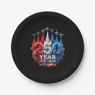 250 Years American 250th USA Patriotic 4th of July Paper Plate