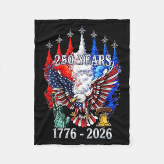 250 Years American Anniversary 1776-2026 USA Flag Fleece Blanket