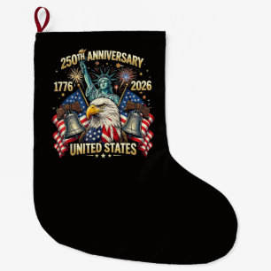 250 Years American Anniversary 1776-2026 USA Flag Large Christmas Stocking