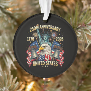 250 Years American Anniversary 1776-2026 USA Flag Ornament