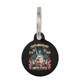 250 Years American Anniversary 1776-2026 USA Flag Pet Tag