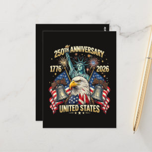 250 Years American Anniversary 1776-2026 USA Flag Postcard