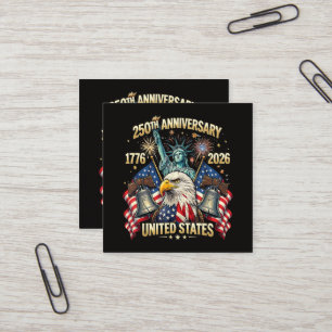 250 Years American Anniversary 1776-2026 USA Flag Square Business Card