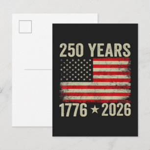 250 Years American Flag 1776-2026 Invitation Postcard