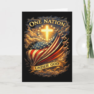 250 Years American Flag Cross Usa 250th Under God Card