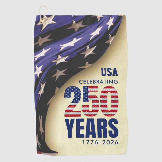 250 Years American Independence Birthday Golf Towel (Front)