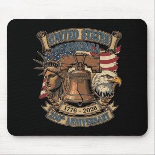 250 Years American Patriotic Eagle 4th Of July Kid Mouse Pad