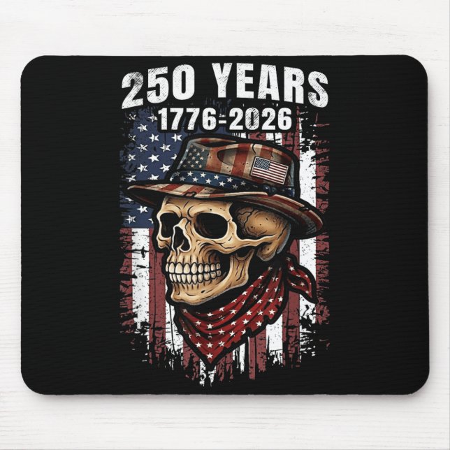 250 Years American Skull Skeleton Patriotic Mouse Pad (Front)