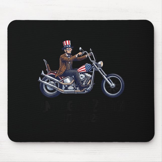 250 Years Anniversary 16th President Motorcycle Mouse Pad (Front)