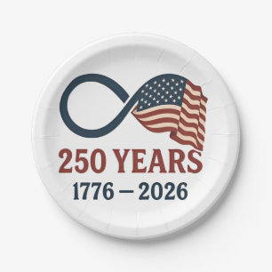 250 Years Anniversary 1776-2026 USA Patriotic  Paper Plate
