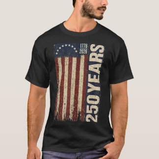 250 Years Anniversary Aamerican Usa Flag 1776-2026 T-Shirt