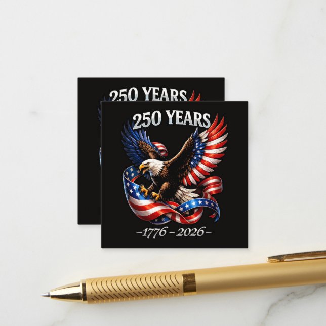 250 Years Anniversary Eagle American Flag Enclosure Card (Front/Back In Situ)