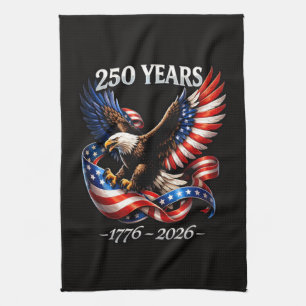 250 Years Anniversary Eagle American Flag Tea Towel