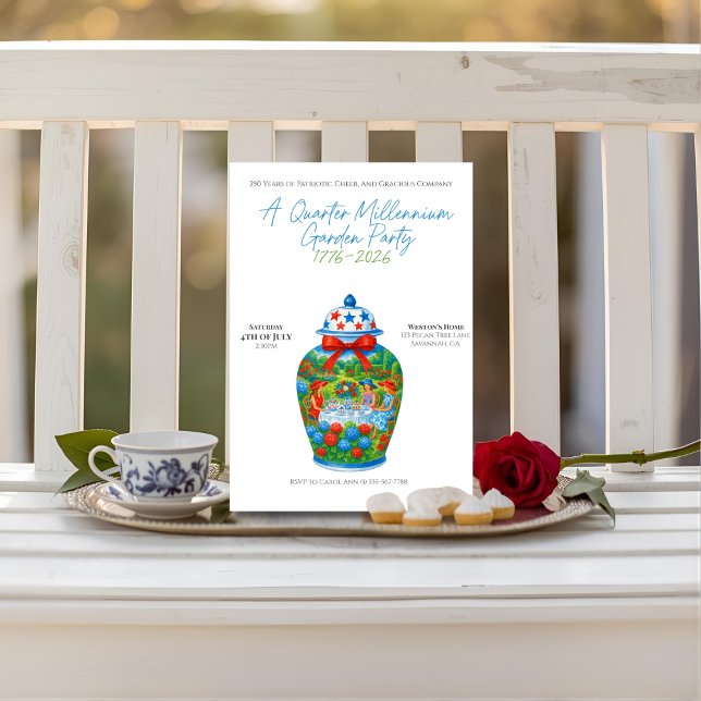 250 years Anniversary Ginger Jar garden party Invitation (250 years Anniversary Ginger Jar garden party Invitation)