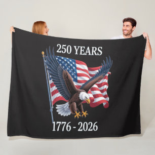 250 Years Anniversary Usa American Flag 1776-2026 Fleece Blanket