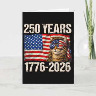 250 Years Cat American Flag 1776-2026 4th Of July Card