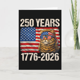 250 Years Cat American Flag 250th Anniversary 4th Card