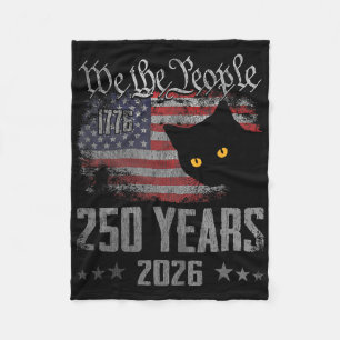 250 Years Cat American Flag 250th Anniversary 4th  Fleece Blanket
