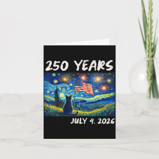 250 Years Cat Starry Night 4th of July 250th Card