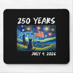250 Years Cat Starry Night 4th of July 250th Mouse Pad