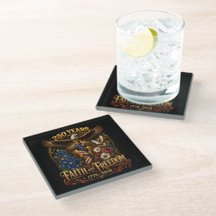 250 Years Faith And Freedom America Glass Coaster