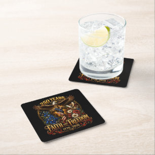 250 Years Faith And Freedom America Square Paper Coaster