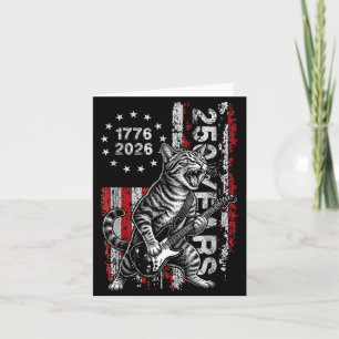 250 Years Flag Cat Playing Guitar - Funny Card
