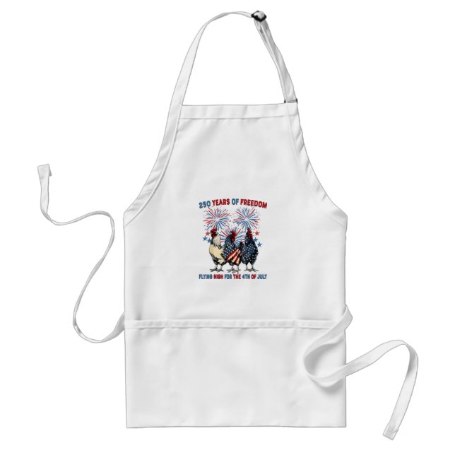 250 Years Funny Chickens Flying High Fireworks 4th Standard Apron (Front)