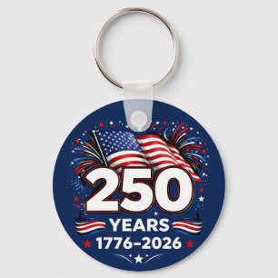 250 Years Independence Patriotic Fireworks Blue Key Ring