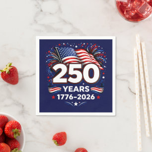 250 Years Independence Patriotic Fireworks Blue  Napkin