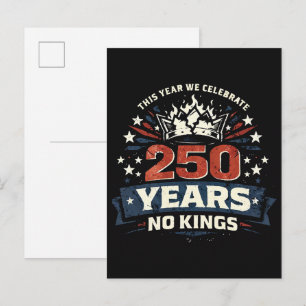 250 Years No Kings Patriotic Invitation Postcard