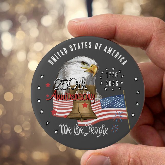 250 Years of America We The People Eagle & Liberty 7.5 Cm Round Badge (250 Years of America We The People Eagle & Liberty Button)