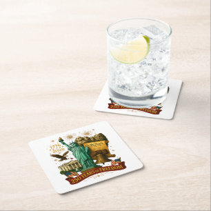 250 Years of American Freedom Square Paper Coaster