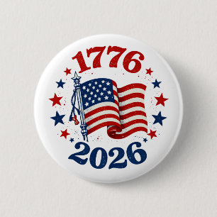 250 Years of American Independence Patriotic Flag  6 Cm Round Badge