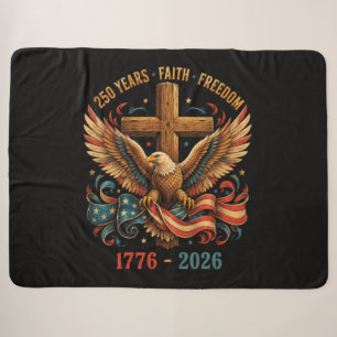 250 Years of Faith and Freedom Patriotic Eagle Sherpa Blanket