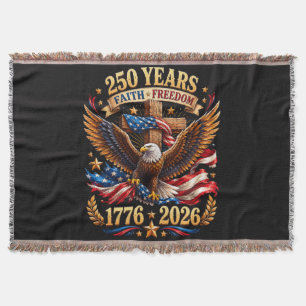 250 Years of Faith Freedom Eagle Patriotic Throw Blanket