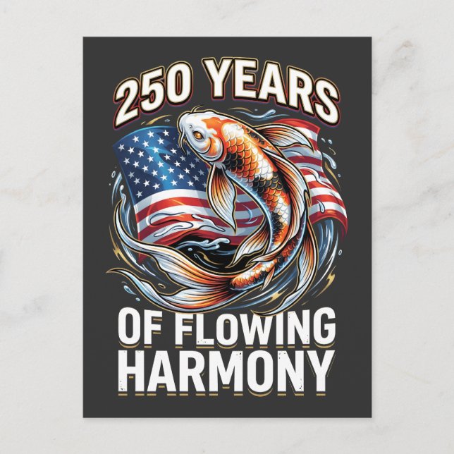 250 Years of Flowing Harmony Koi Fish Postcard (Front)
