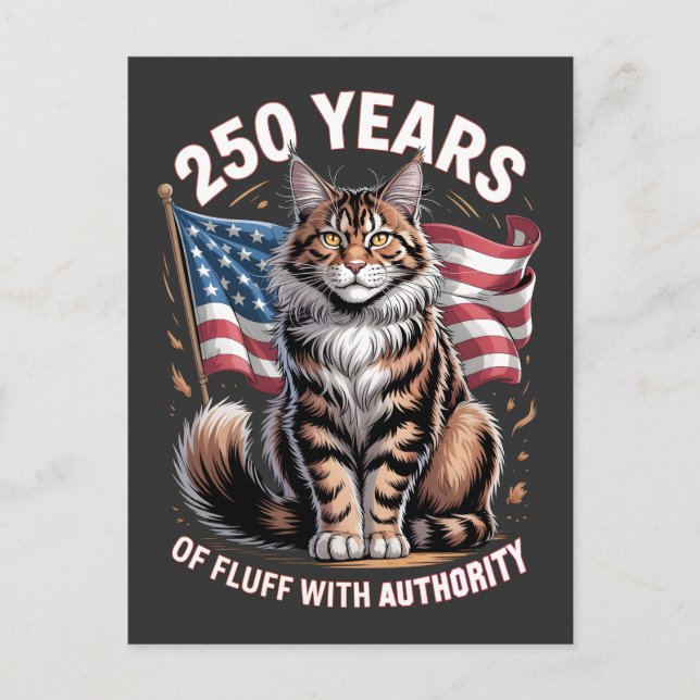 250 Years of Fluff With Authority Maine Coon Postcard (Front)