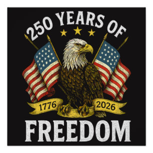 250 Years of Freedom 1776 2026 Bald Eagle Poster