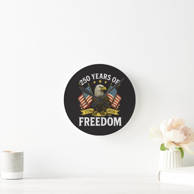 250 Years of Freedom 1776 2026 Bald Eagle Round Clock (Home)
