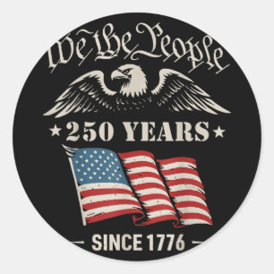 250 Years of Freedom 1776 2026 Patriotic Bald Classic Round Sticker