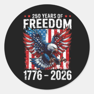 250 Years Of Freedom 1776 2026 Patriotic Ld Eagle Classic Round Sticker